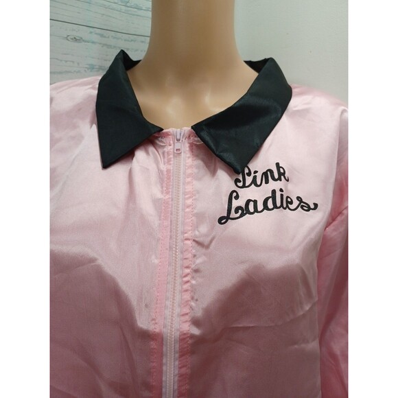 Grease Pink Ladies Full Zip Lightweight Jacket Costume Adult XXL Satin - Picture 2 of 8